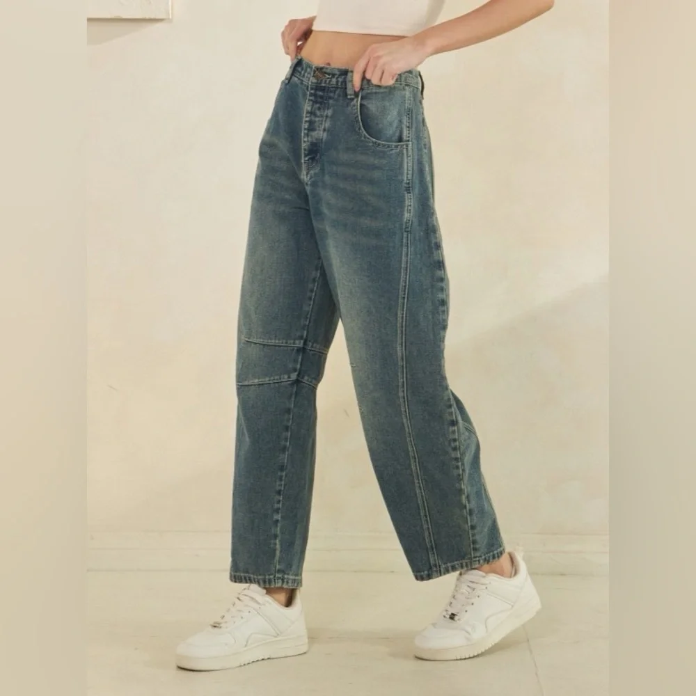 SF05 Last 1! Cute Denim Barrel Pants - Picture 2 of 4